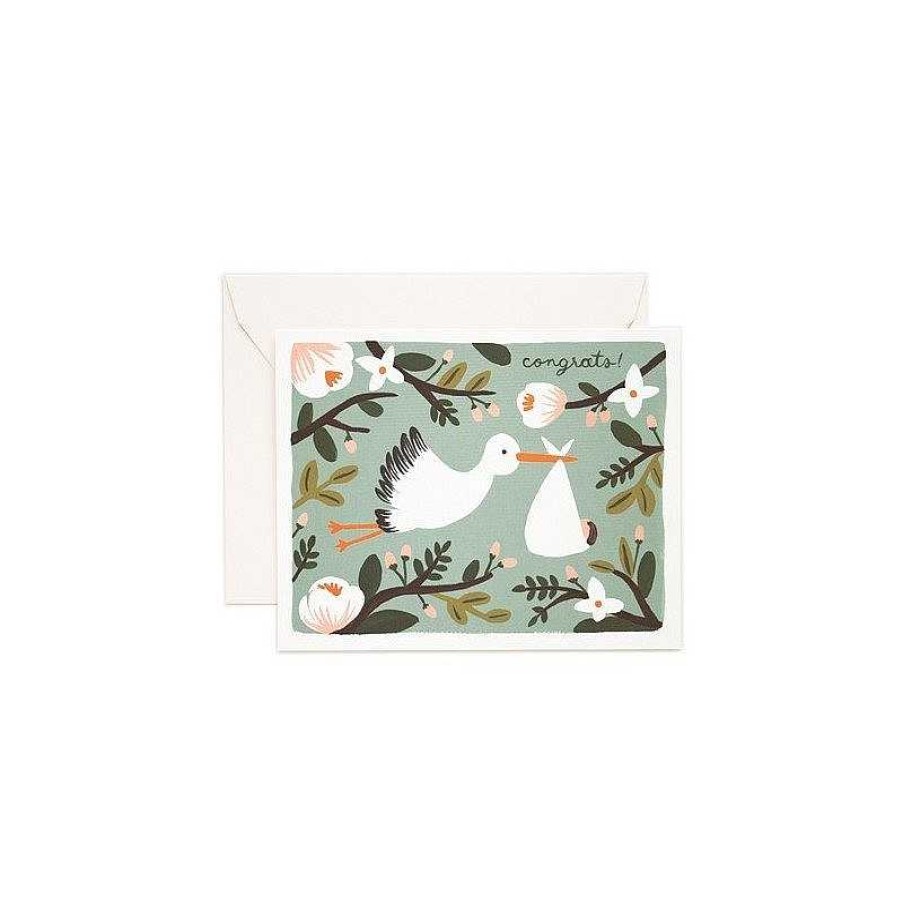 Lifestyle Rifle Paper Co. Naissance | Carte De Naissance - Congrats Cigogne - Rifle Paper Co