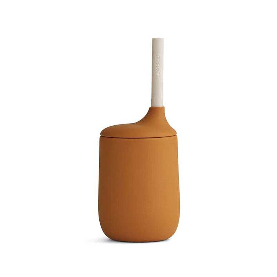 Kids Liewood Vaisselle Enfant | Gobelet Et Paille En Silicone - Mustard/Sandy