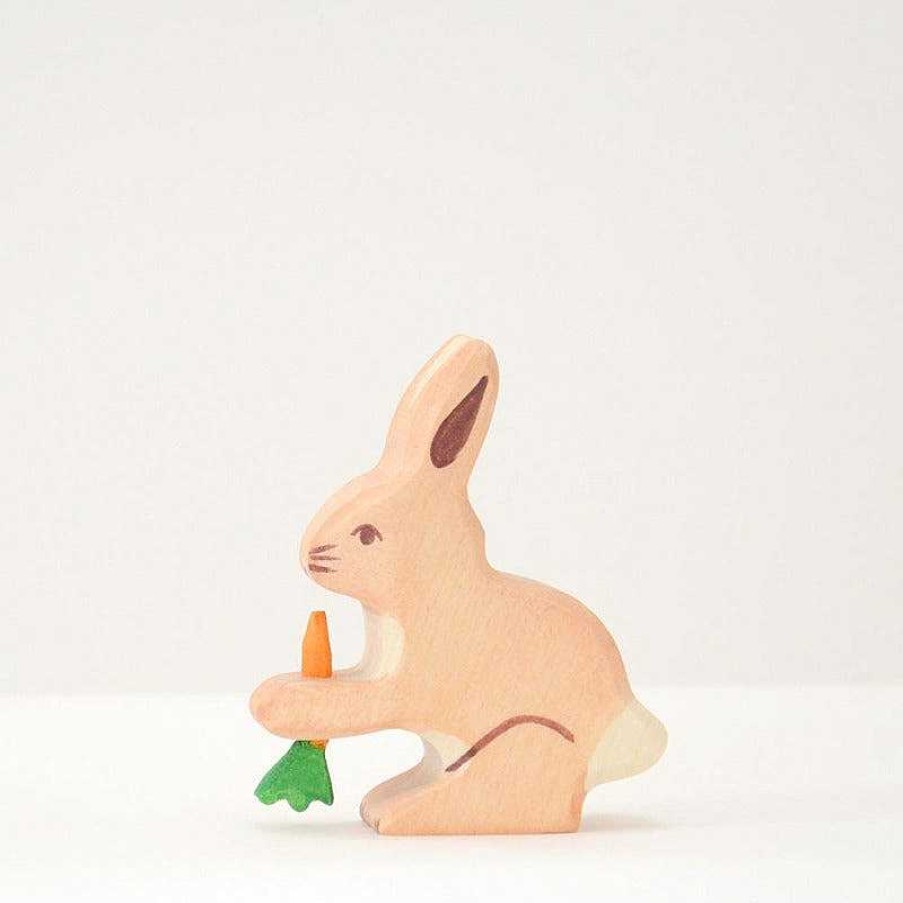 Kids Holztiger Figurines | Figurine En Bois - Lapin Avec Carotte