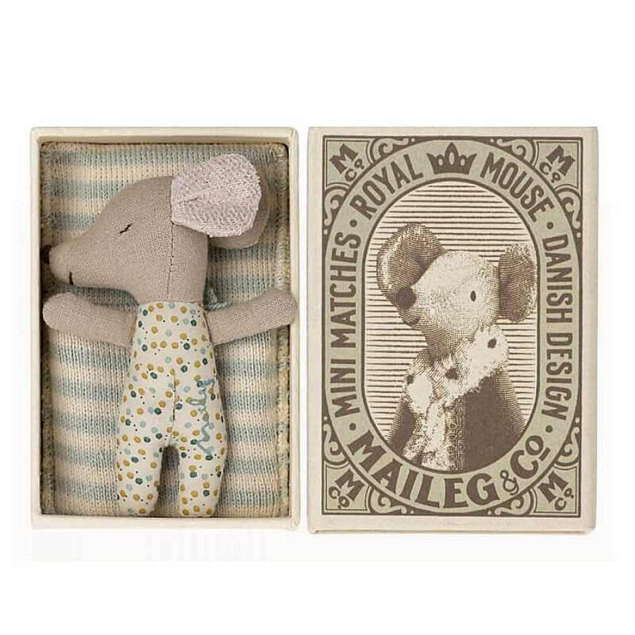 Kids Maileg Figurines | Figurine Souris B B Gar On Boite D'Allumette - Maileg