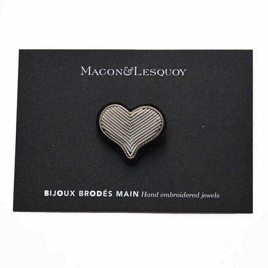 Femmes Macon et Lesquoy Broches & Pin'S | Broche Brod E Coeur Argent - Macon Et Lesquoy