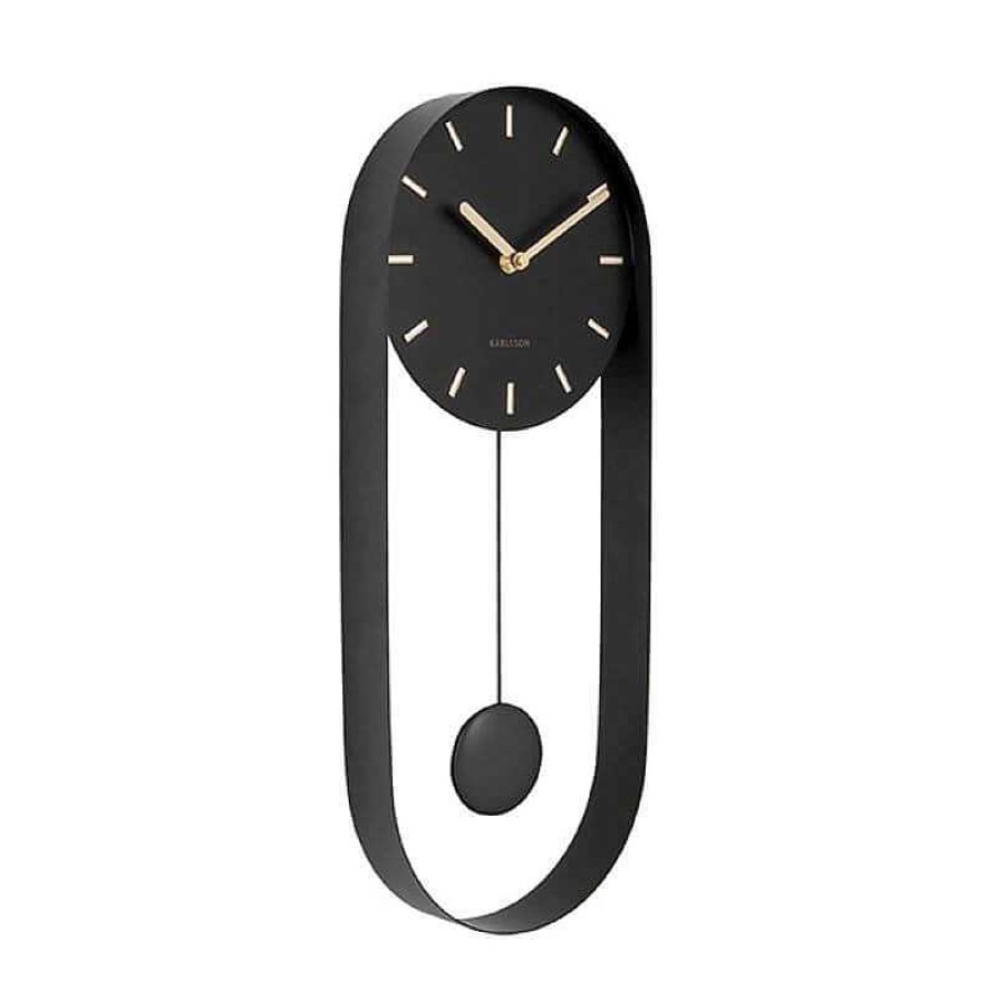 Maison & D Coration Present Time Horloges, R Veils En Bois | Horloge Pendulum Charm - Noir