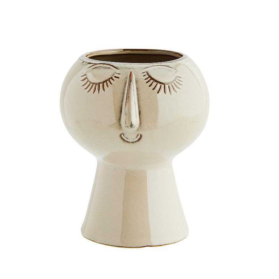 Lifestyle Madam Stoltz Pots & Cache-Pots | Cache-Pot Visage Zen Beige - Grand