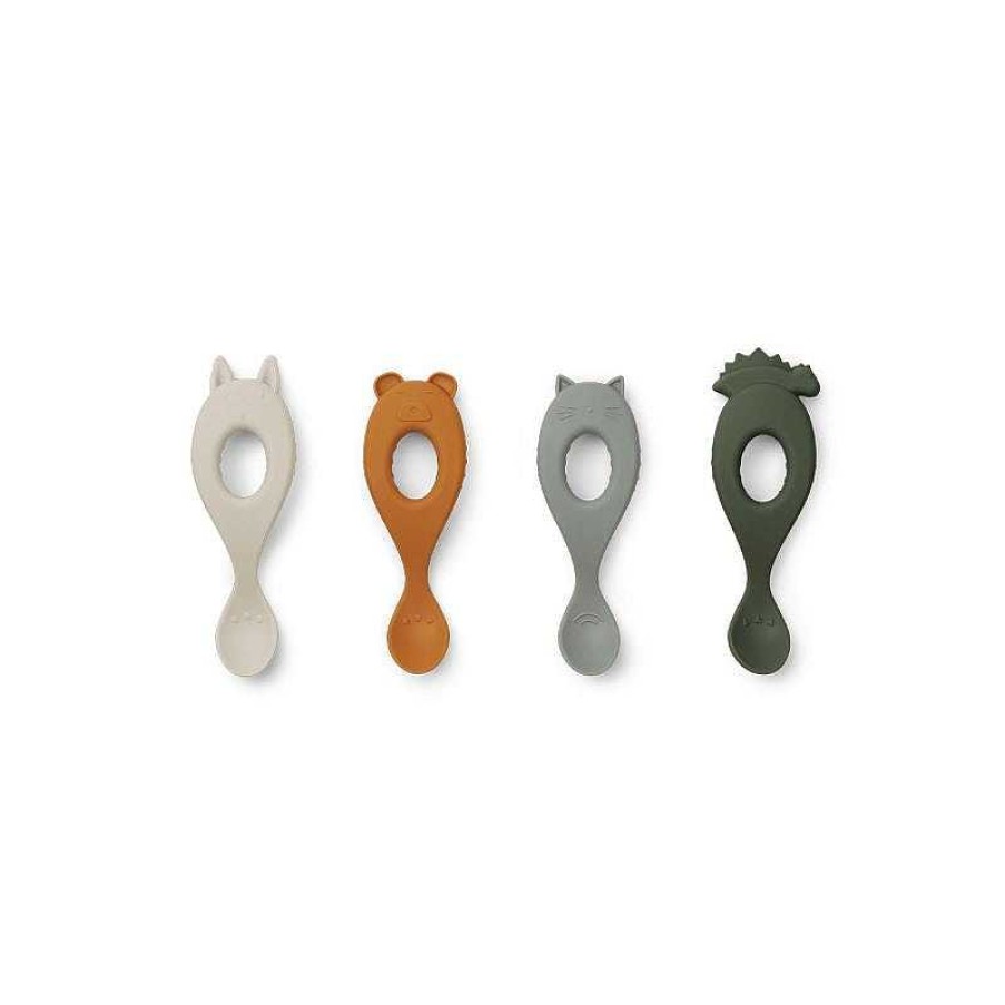 Kids Liewood Vaisselle Enfant | Set De Cuill Res En Silicone - Hunter Green Mix