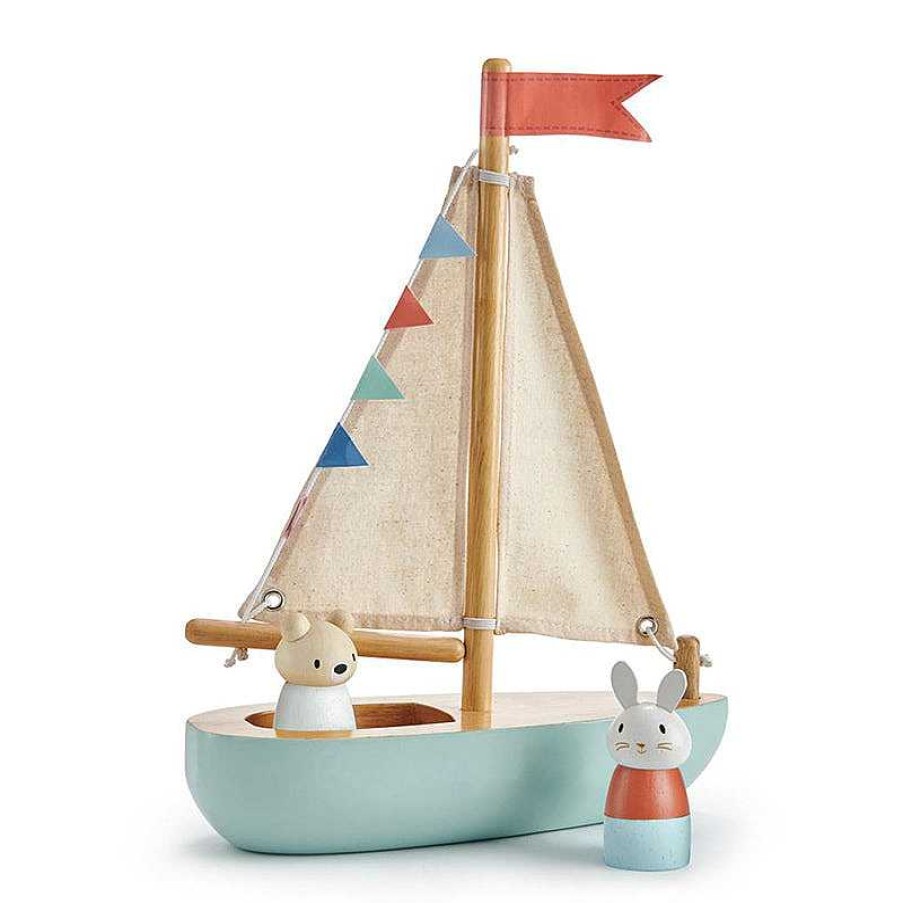 Kids Tender Leaf Jouets Co-Responsables | Bateau En Bois Sailaway - Tender Leaf