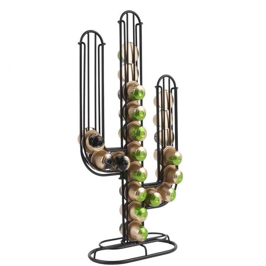 Maison & D Coration Present Time Couverts, Ustensiles De Cuisine | Porte-Capsules Cactus - Noir