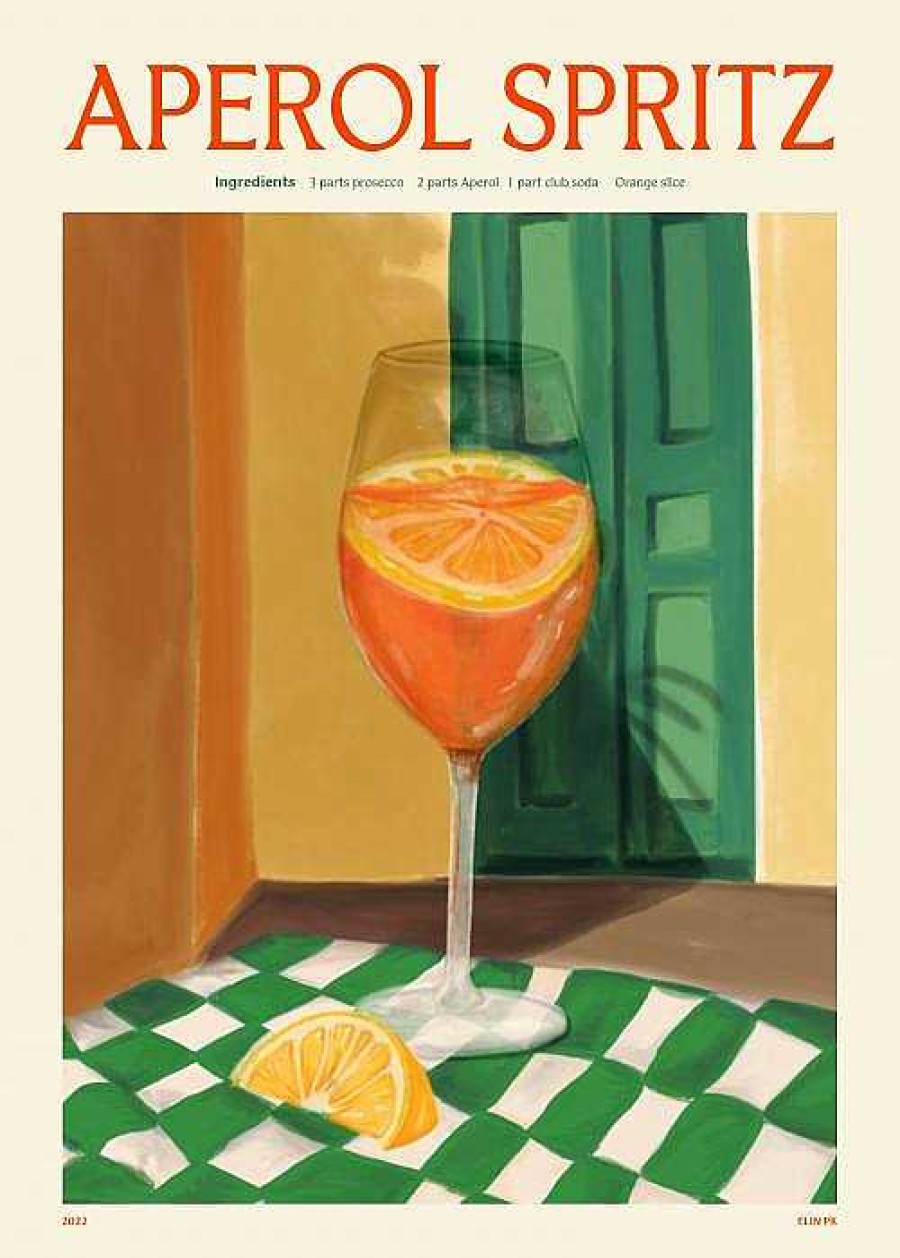 Maison & D Coration French Blossom Affiches, Posters D Co | Affiche 70X100 - Elin Pk - Aperol Spritz