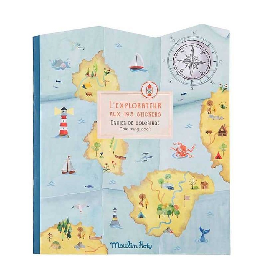 Lifestyle Moulin Roty Carnets | Cahier De Coloriage Avec Stickers - L'Explorateur - Jardin Du Moulin