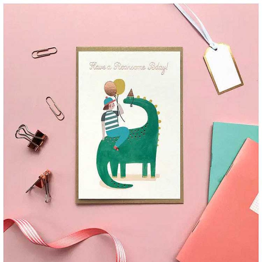 Lifestyle Stormy Knight Anniversaires | Carte Double "Have A Roarsome Bday !" Dino - Stormy Knight