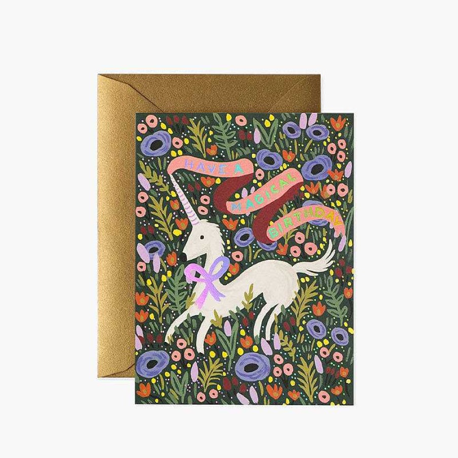 Lifestyle Rifle Paper Co. Anniversaires | Carte Double Anniversaire Licorne Magique - Rifle Paper Co