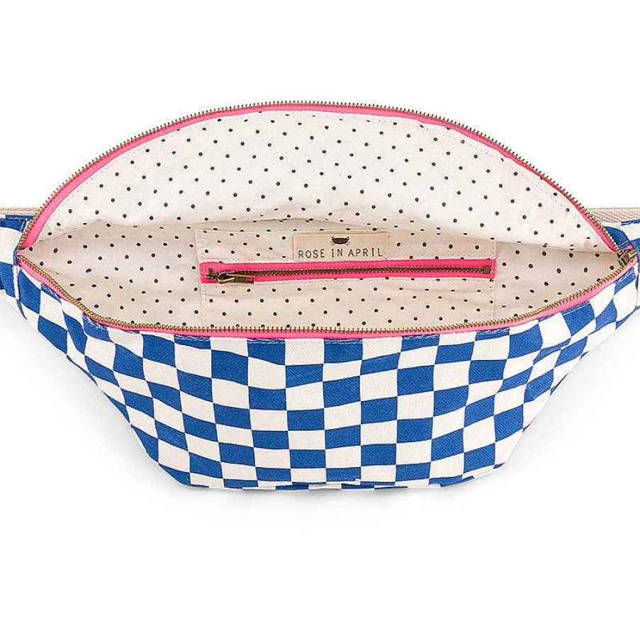 Femmes Rose in April Sacs / Bananes | Sac Banane Motif Damier Bleu / Cru - Rose In April