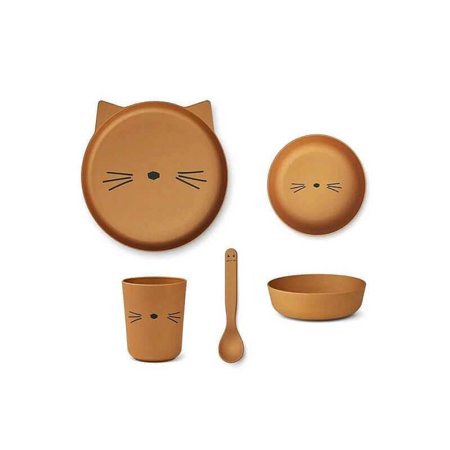 Kids Liewood Coffrets Repas | Set De Vaisselle Brody Cat Caramel - Liewood