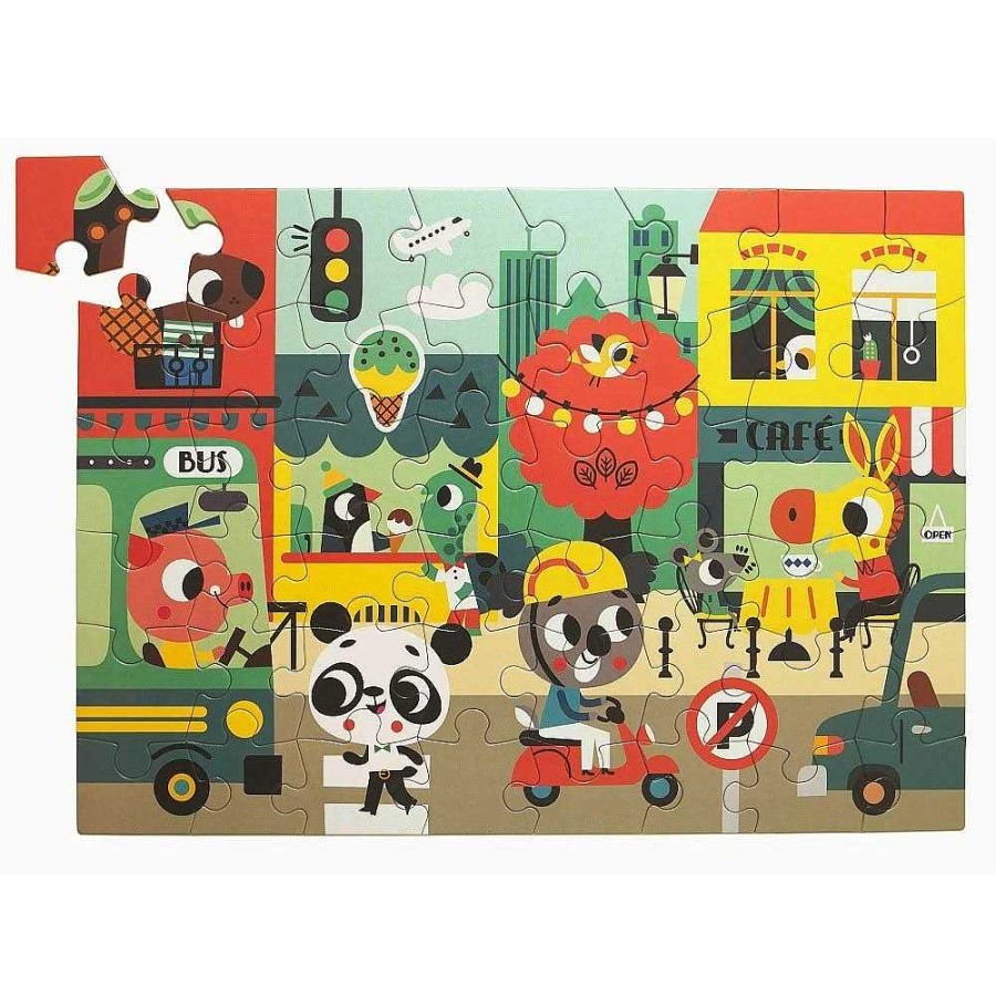 Kids Petit MonBest Puzzles & Jeux De Soci T | Puzzle 48 Pcs Dans La Ville - Petit Monkey