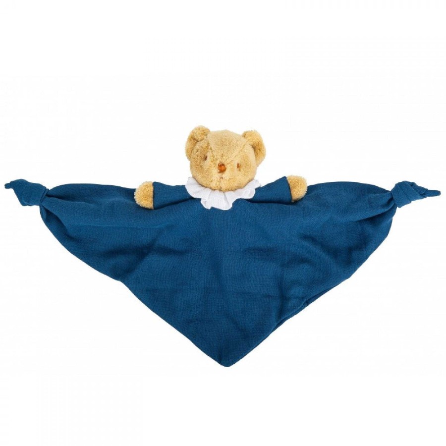 Kids Trousselier Hochets | Triangle Doudou Avec Hochet - Coton Bio Bleu Denim