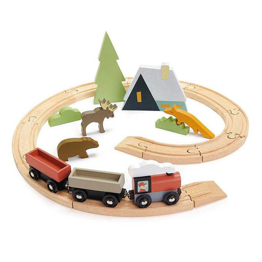 Kids Tender Leaf Jouets Co-Responsables | Set Train & Rails Dans La For T - Tender Leaf