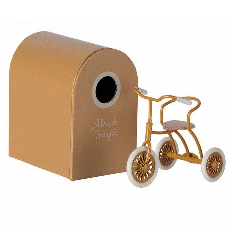 Kids Maileg Jouets D'Imitation | Abri Tricycle Et Souris - Ocher