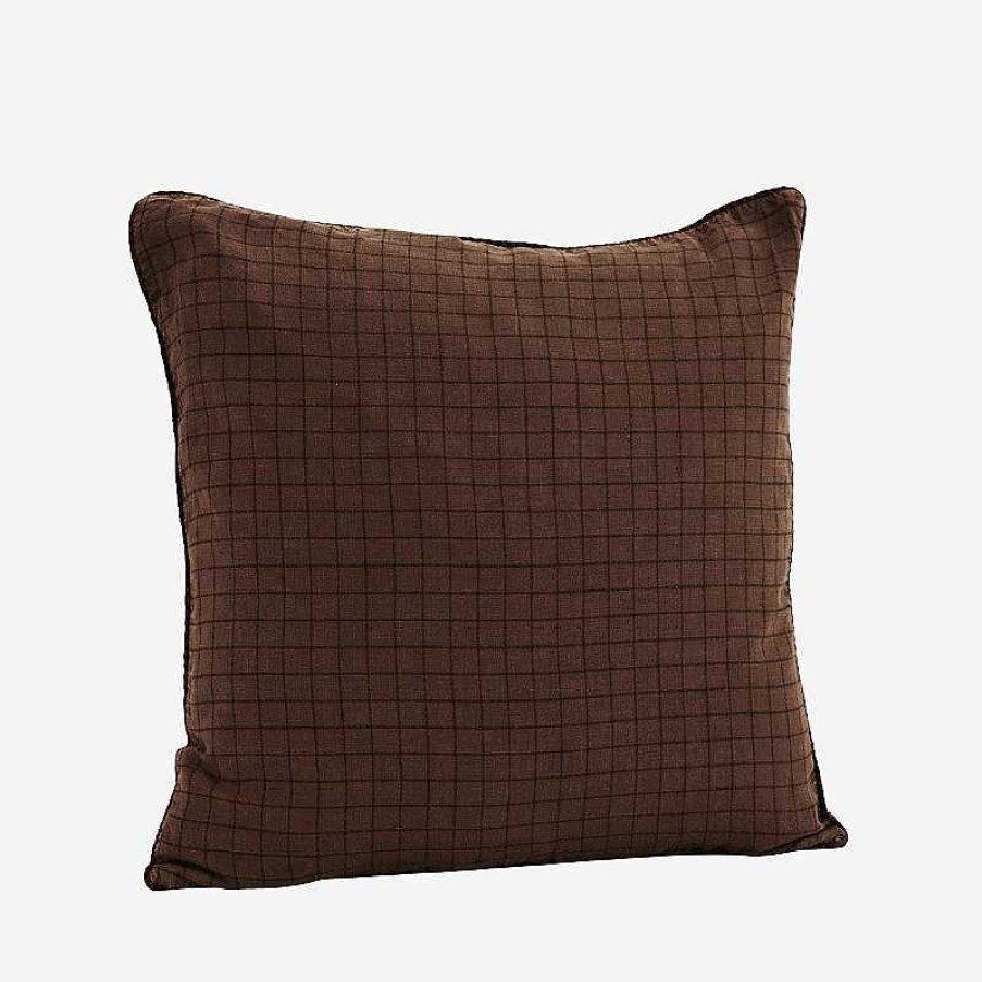 Maison & D Coration Madam Stoltz Coussins | Housse De Coussin Carr E Carreaux Noisette - Madam Stoltz