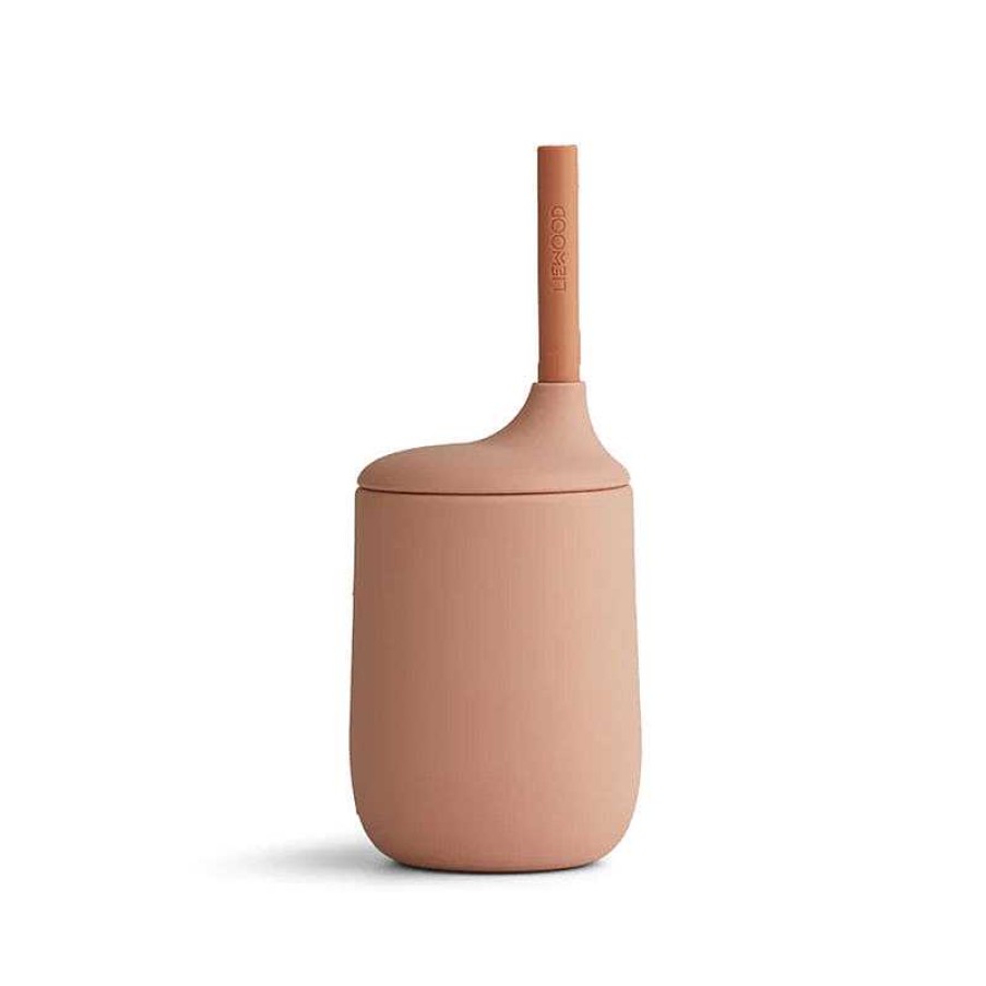 Kids Liewood Vaisselle Enfant | Gobelet Et Paille En Silicone - Dark Rose/Terracotta