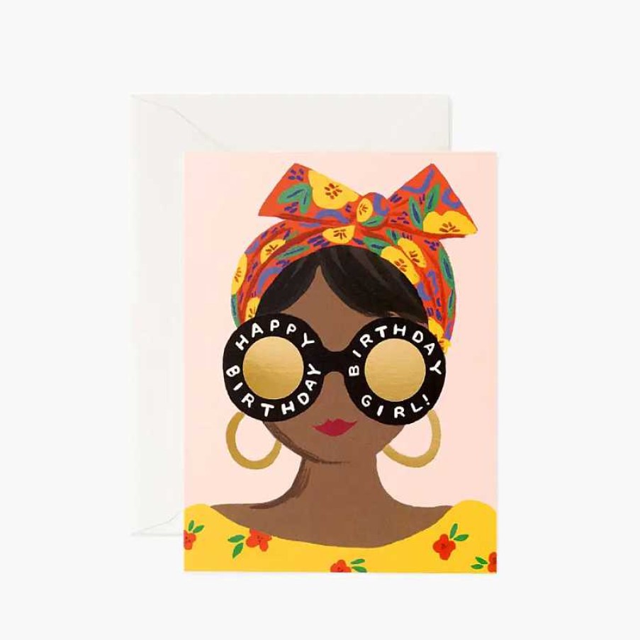 Lifestyle Rifle Paper Co. Anniversaires | Carte D'Anniversaire - Scarf Girl - Rifle Paper Co