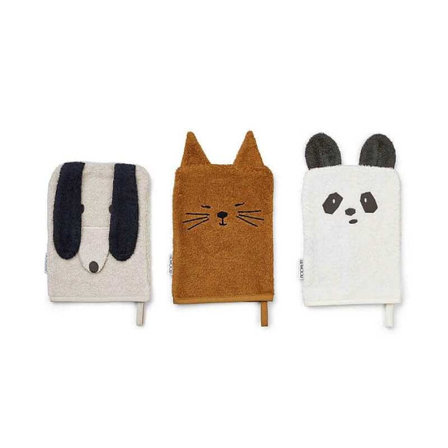 Kids Liewood Accessoires De Bain | Lot De 3 Gants De Toilette Animaux - Liewood