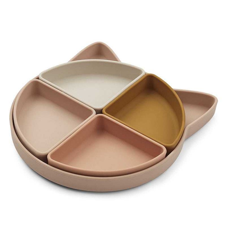 Maison & D Coration Liewood Assiettes | Assiette Compartiments Chat - Rose Multi Mix