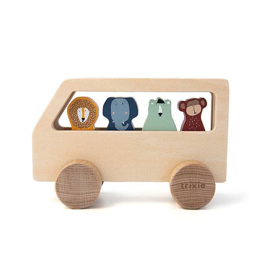 Kids Trixie Baby Jouets Co-Responsables | Bus En Bois & Animaux - Trixie Baby