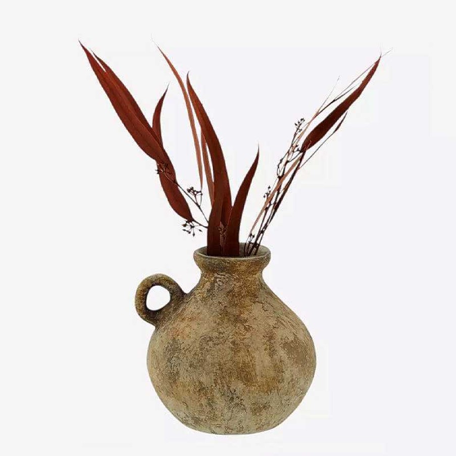 Maison & D Coration Madam Stoltz Vases | Madam Stoltz - Petit Vase En Terre Cuite Ocre