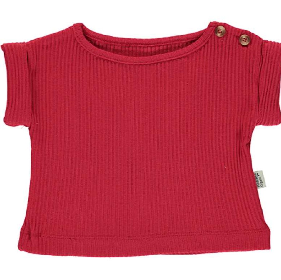 Kids Poudre Organic Hauts | T-Shirt Bourrache C Tel - Lipstick Red