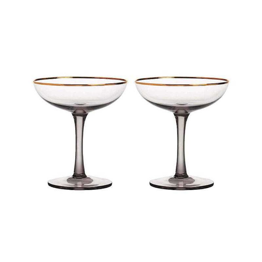 Maison & D Coration Klevering Verres, Carafes & Bouteilles | Set De 2 Coupes Champagne - Gris