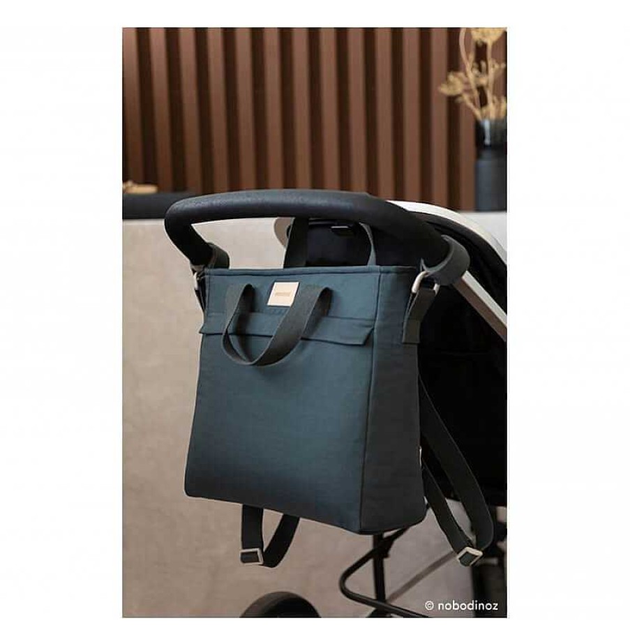 Kids Nobodinoz Sacs Langer | Sac Dos Langer Imperm Able Baby On The Go Carbon Blue - Nobodinoz