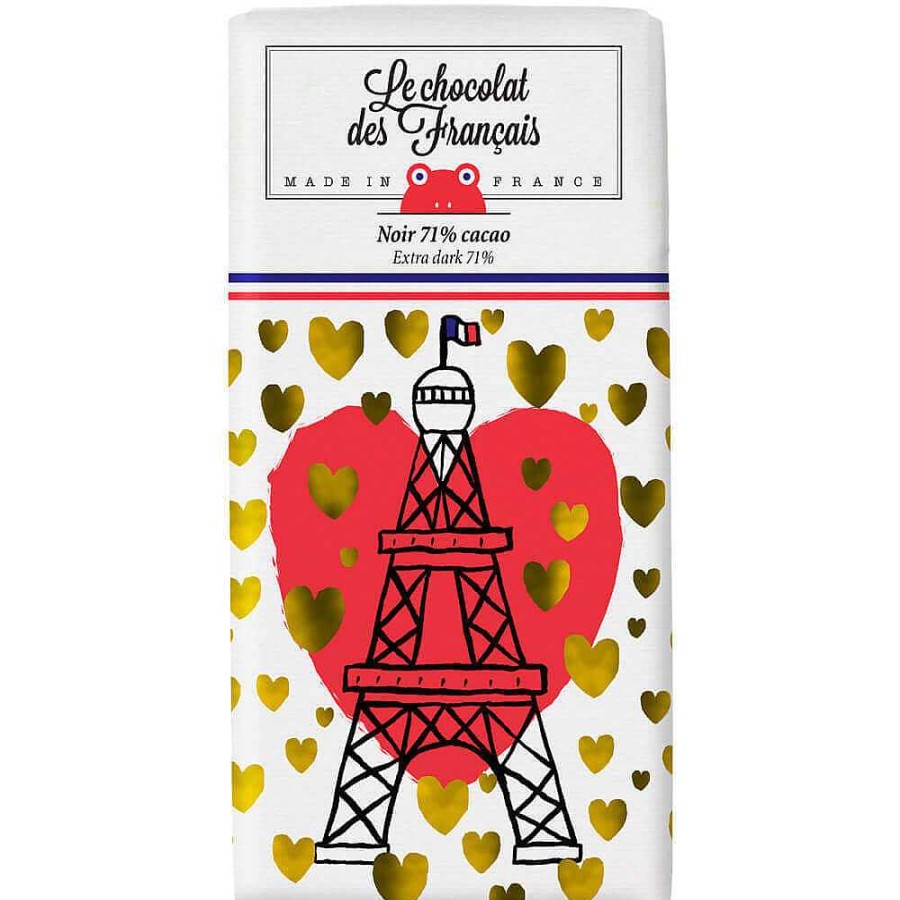 Epicerie Fine Le Chocolat des Français | La Tour Eiffel Coeur - Chocolat Noir 71%