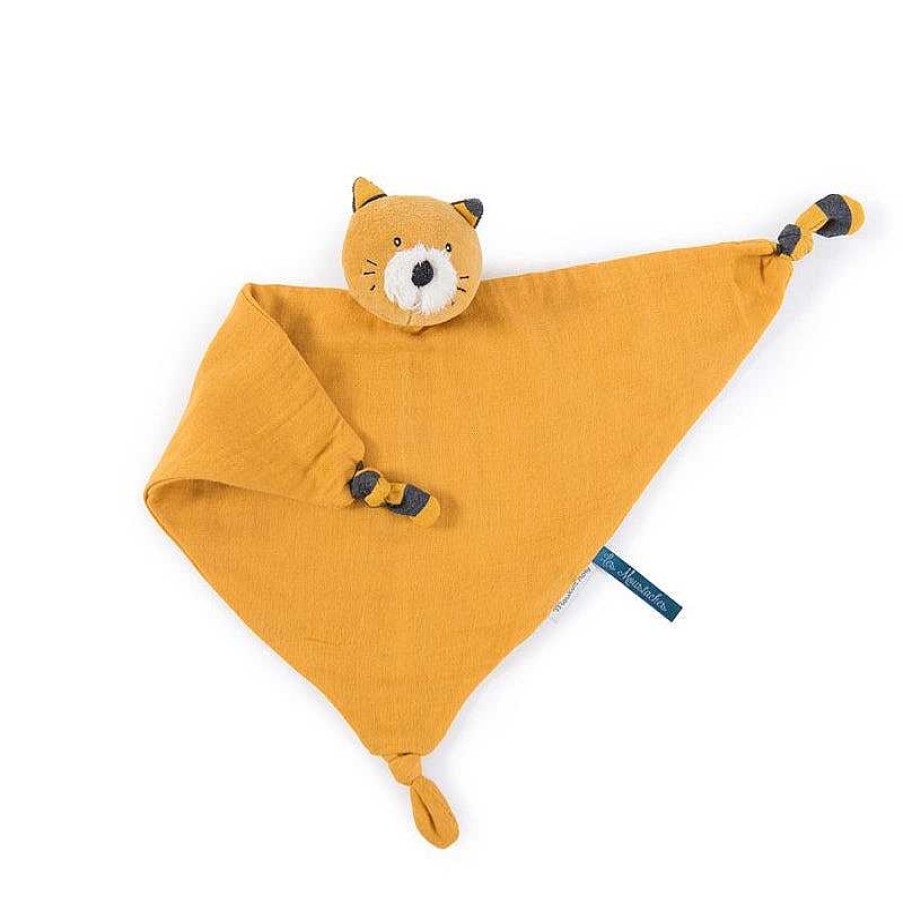 Kids Moulin Roty Doudous & Peluches | Doudou Lange Chat Moutarde -Moulin Roty