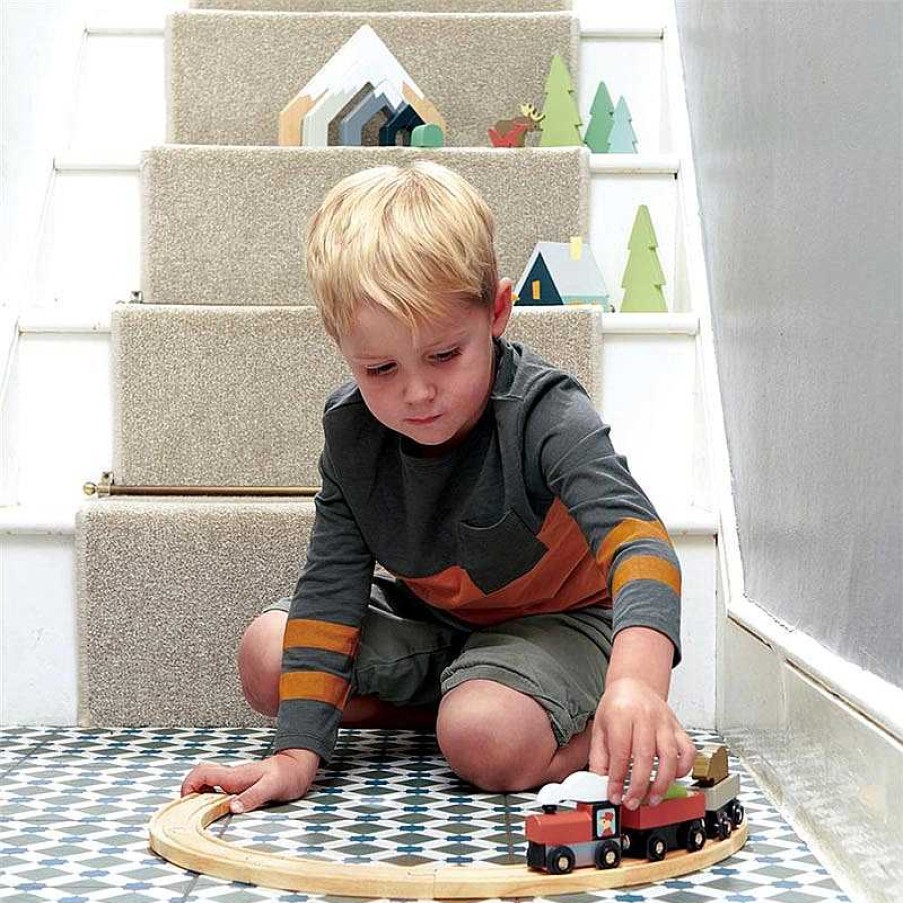 Kids Tender Leaf Jouets Co-Responsables | Set Train & Rails Dans La For T - Tender Leaf