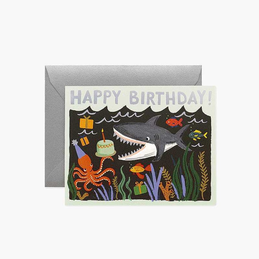 Lifestyle Rifle Paper Co. Anniversaires | Carte Double Anniversaire Requin - Rifle Paper Co