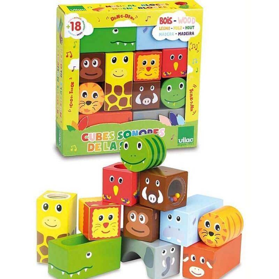 Kids Vilac Jouets D' Veil | Cubes Sonores En Bois - La Savane