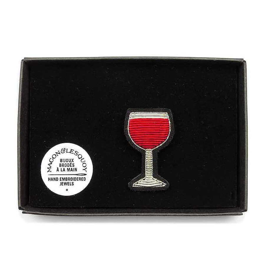 Femmes Macon et Lesquoy Broches & Pin'S | Broche Brod E Verre De Vin Rouge - Macon Et Lesquoy