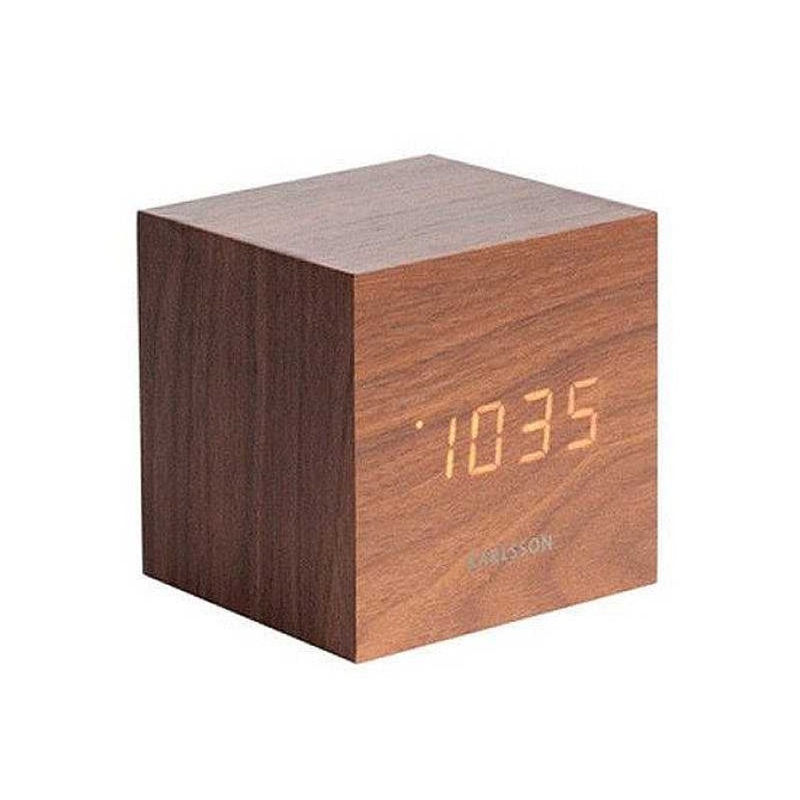 Maison & D Coration Karlsson Horloges, R Veils En Bois | R Veil Mini Cube - Bois Fonc