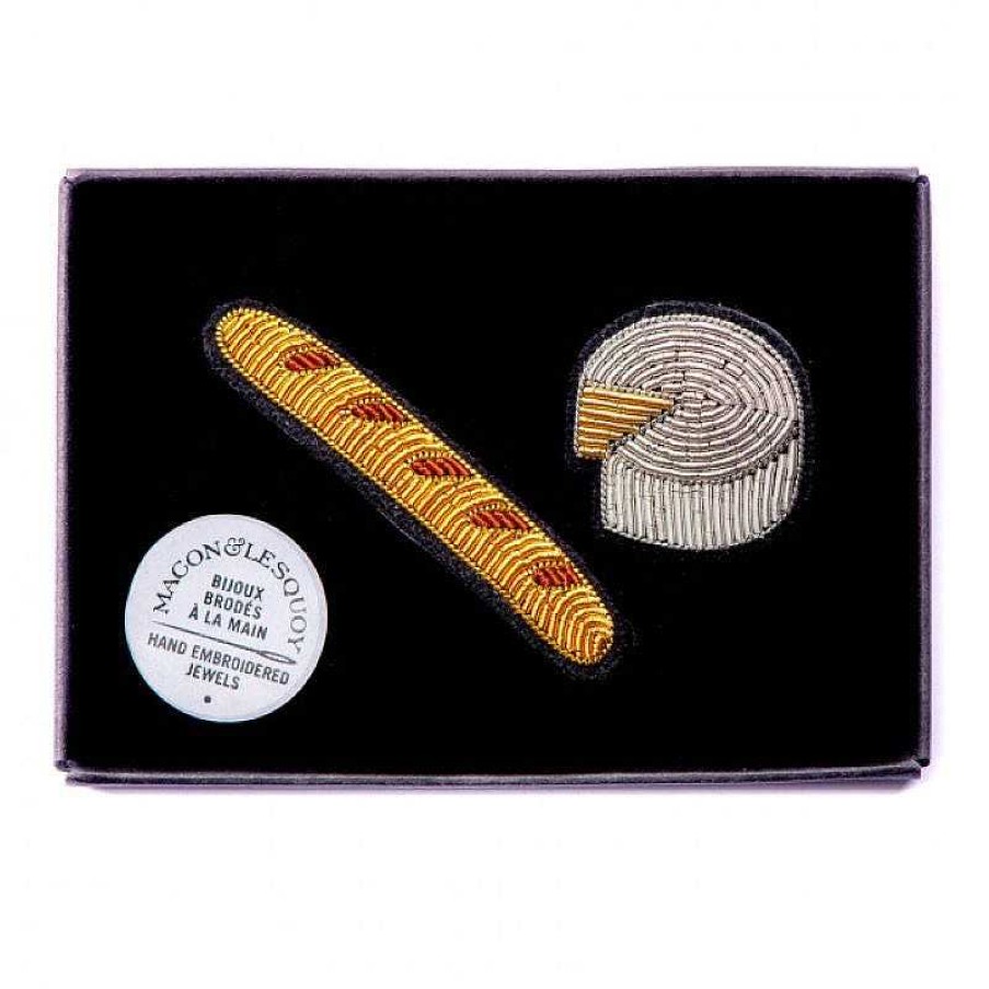 Femmes Macon et Lesquoy Broches & Pin'S | Broches Brod Es - Baguette Et Camembert