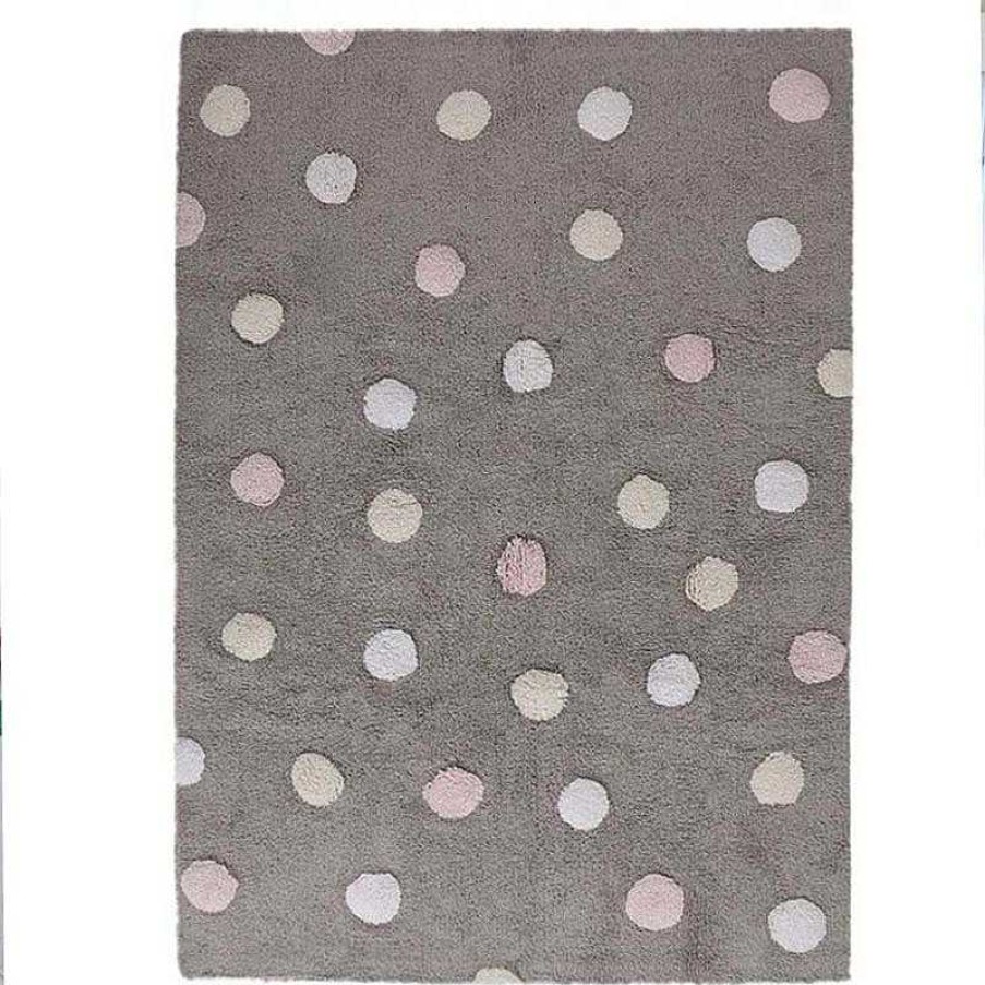 Maison & D Coration Lorena Canals Tapis | Tapis Gris - Pois Tricolores Roses