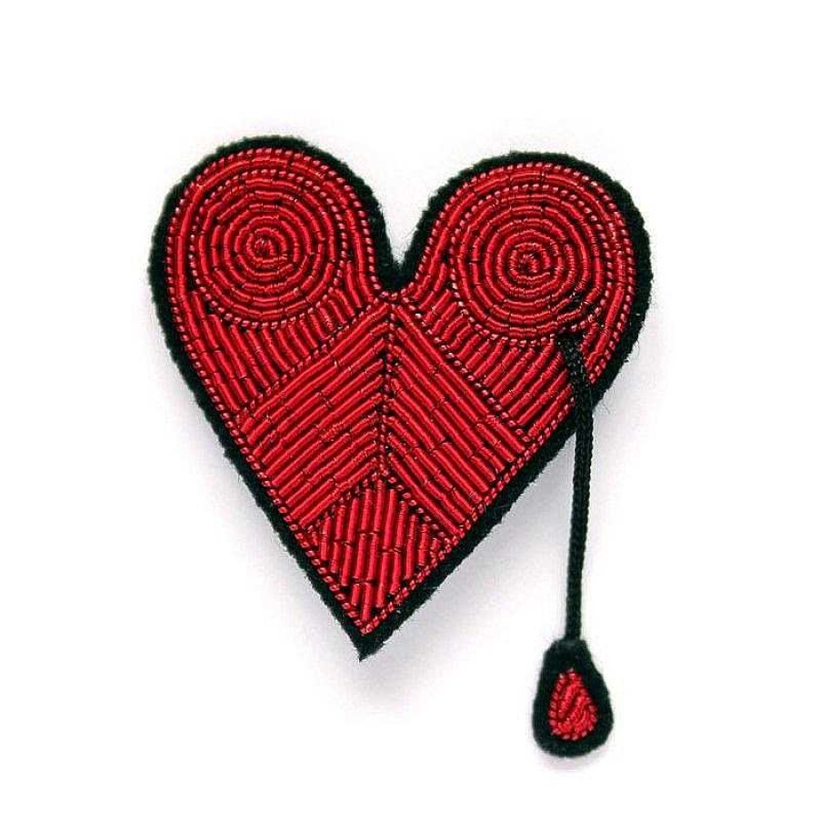 Femmes Macon et Lesquoy Broches & Pin'S | Grande Broche Brod E - Coeur Rouge