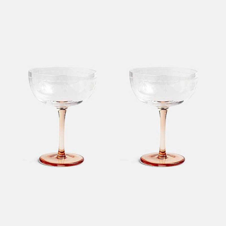 Maison & D Coration Klevering Verres, Carafes & Bouteilles | Set De 2 Coupe De Champagne Floral - Klevering