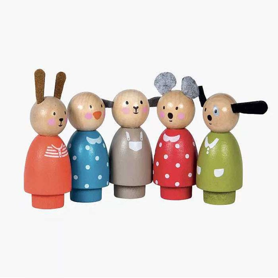 Kids Moulin Roty Jouets D'Imitation | Set De Personnages En Bois La Grande Famille - Moulin Roty