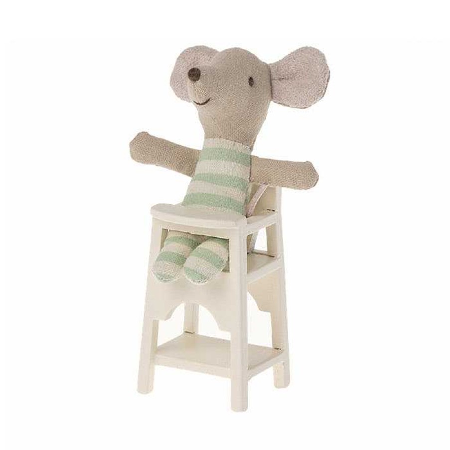 Kids Maileg Transats B B , Chaises Hautes | Chaise Haute 7 Cm Bois Cr Me - Maileg