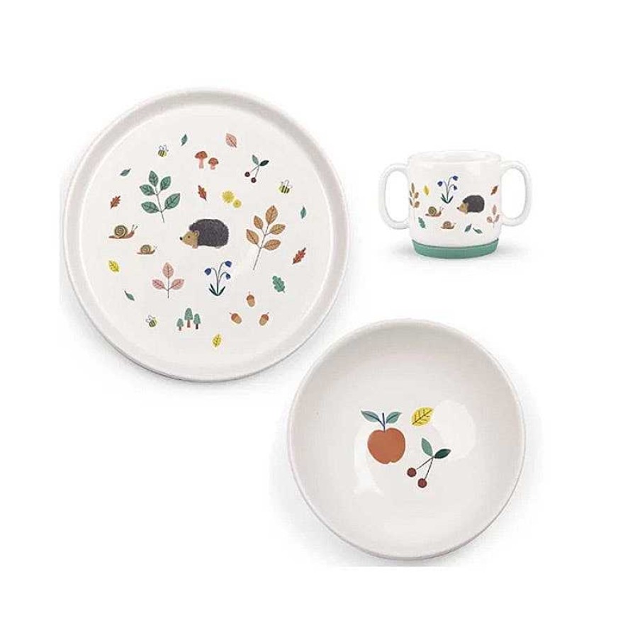 Kids Moulin Roty Coffrets Repas | Set Vaisselle Porcelaine Pomme Des Bois - Moulin Roty