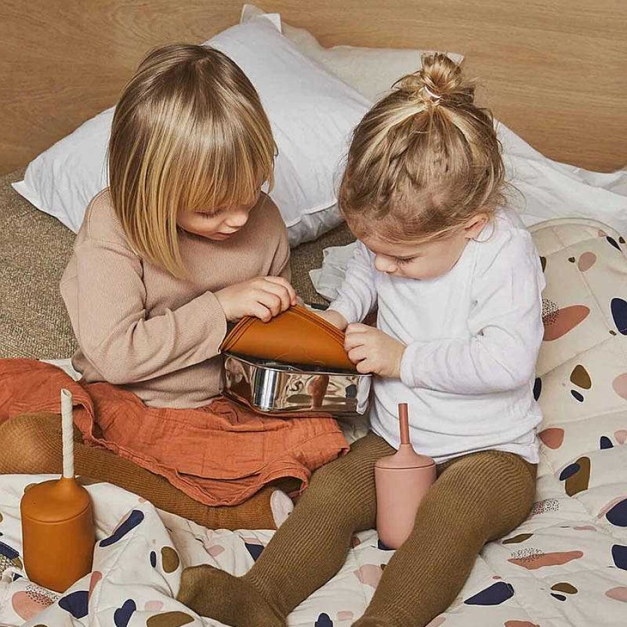 Kids Liewood Vaisselle Enfant | Gobelet Et Paille En Silicone - Dark Rose/Terracotta