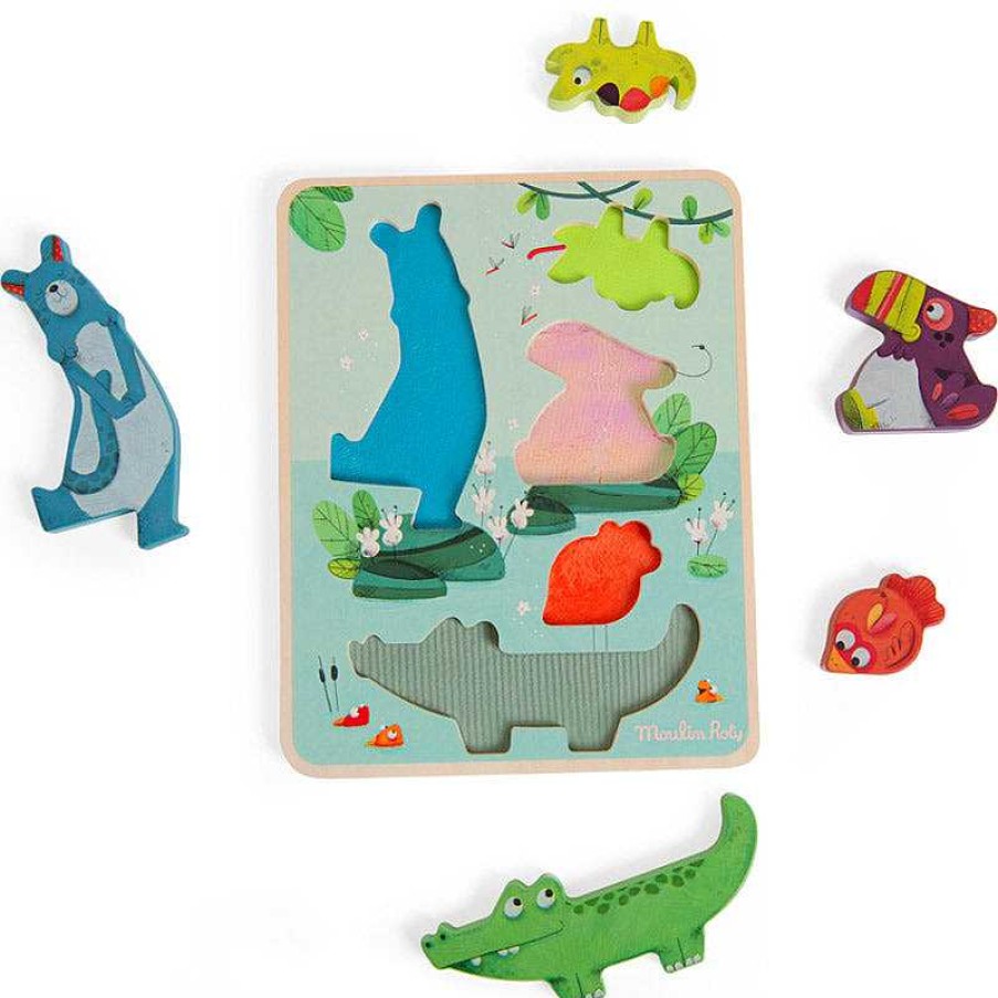 Kids Moulin Roty Puzzles & Jeux De Soci T | Puzzle Sensoriel - Dans La Jungle