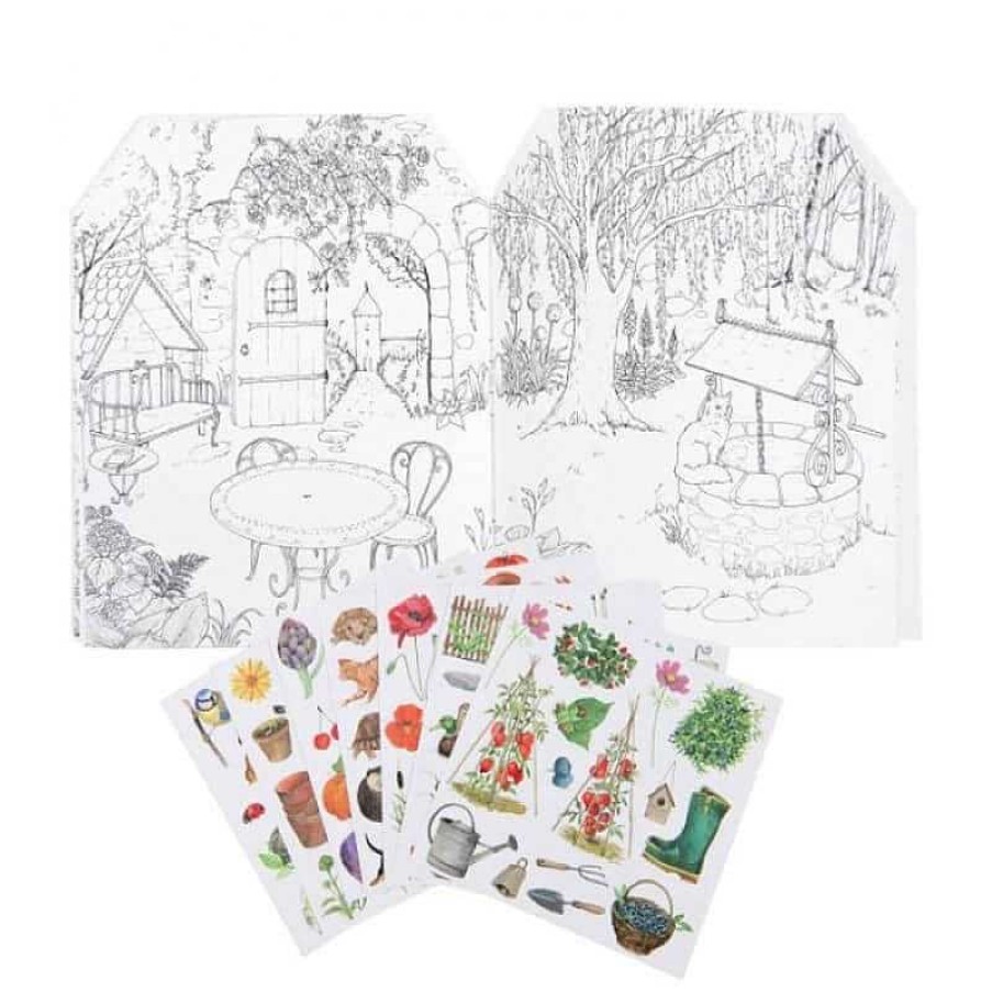 Lifestyle Moulin Roty Carnets | Cahier De Coloriage Avec Stickers - Le Jardinier - Jardin Du Moulin