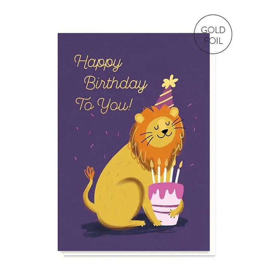 Lifestyle Stormy Knight Anniversaires | Carte Double "Happy Birthday To You !" Lion - Stormy Knight