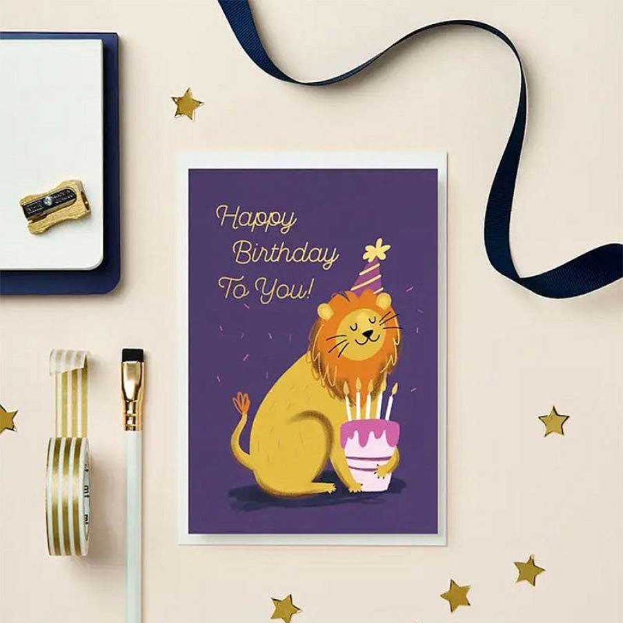 Lifestyle Stormy Knight Anniversaires | Carte Double "Happy Birthday To You !" Lion - Stormy Knight