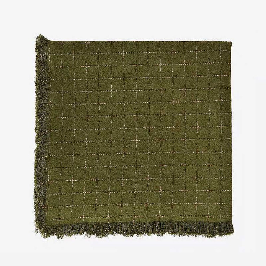 Maison & D Coration Madam Stoltz Nappes & Serviettes De Table | Madam Stoltz - Nappe Carreaux Vert & Or